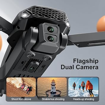 E88 PRO Drone with 4.91 Inches Screen Controller with SD card, 2 batteries, Brushless Motor, Optical Flow Localization, Active Obstacle Avoidance. (Gray-2 batteries)