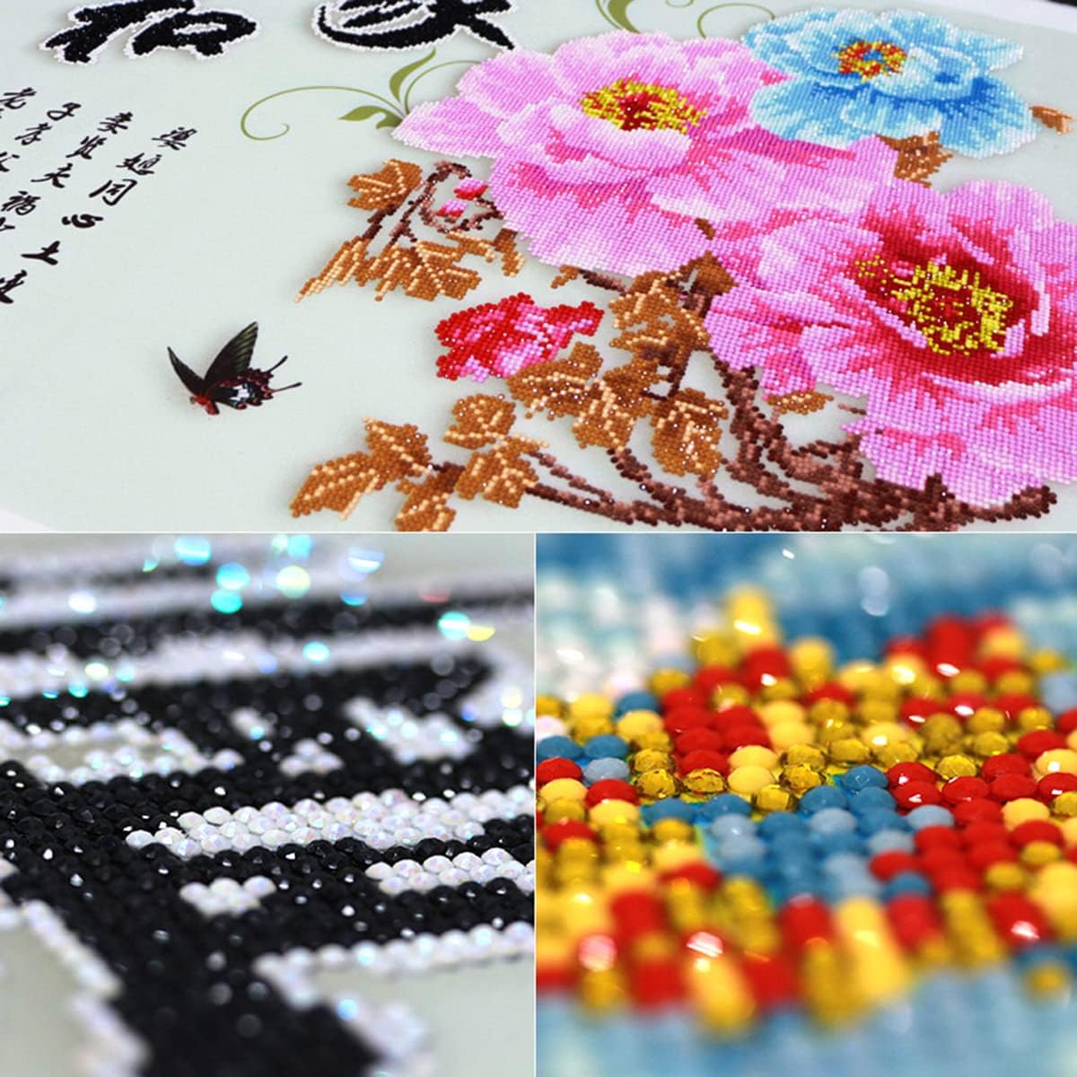 Instarry DIY 5D Diamond Painting Diamond Peony Flower Crystal Embroidery Home Decor Art Craft Kits 39.4x16.1 inch