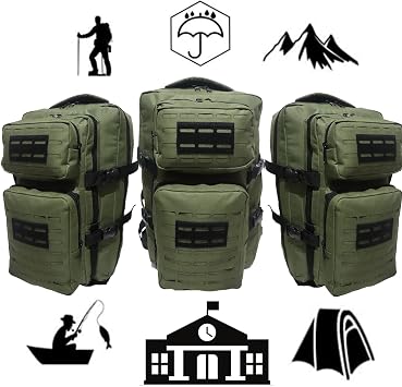 Siyah Su Geçirmez Çok Gözlü Kampçı-Seyahat-Dağcı-Outdoor-Askeri Taktik Sırt Çantası + 1Peç