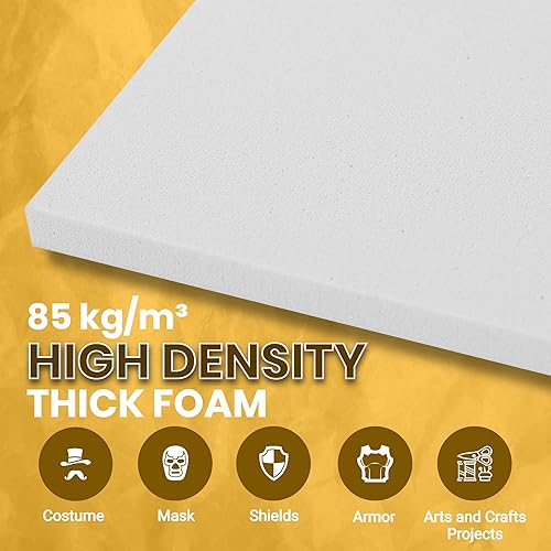 Vista 9 de 24 hojas de espuma EVA blanca para cosplay en hojas de 9 x 12 pulgadas; espuma gruesa de alta densidad 187.4 lbs/m³, 0.079 in (1/12 pulgadas); ideal