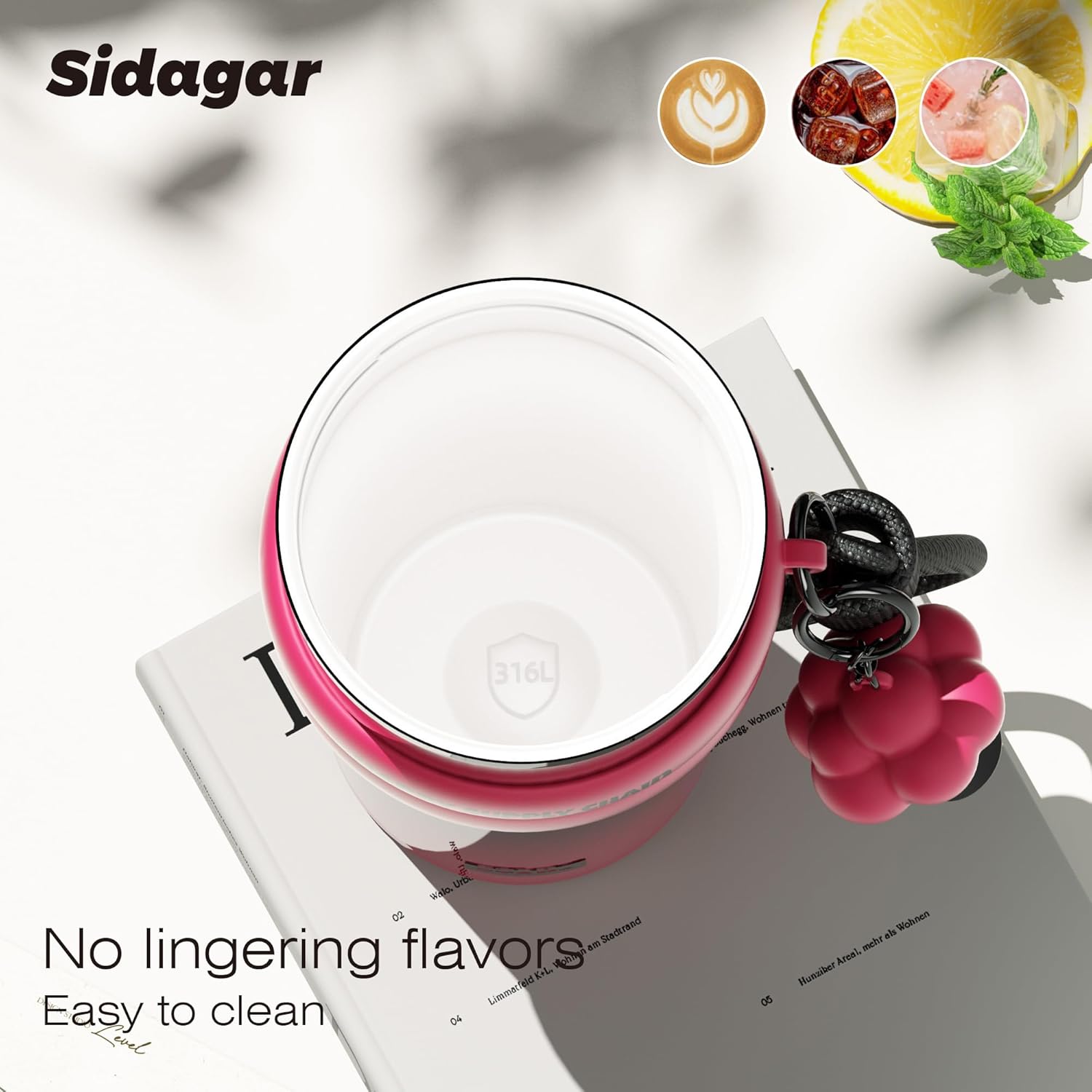 24 oz Stainless Steel Tumbler with Lid and Straw, Insulated Water Bottle Leak Proof for Hot and Cold, Portable Travel Coffee Mug, Reusable Coffee Cup for Women, Black&Pink - Image 6