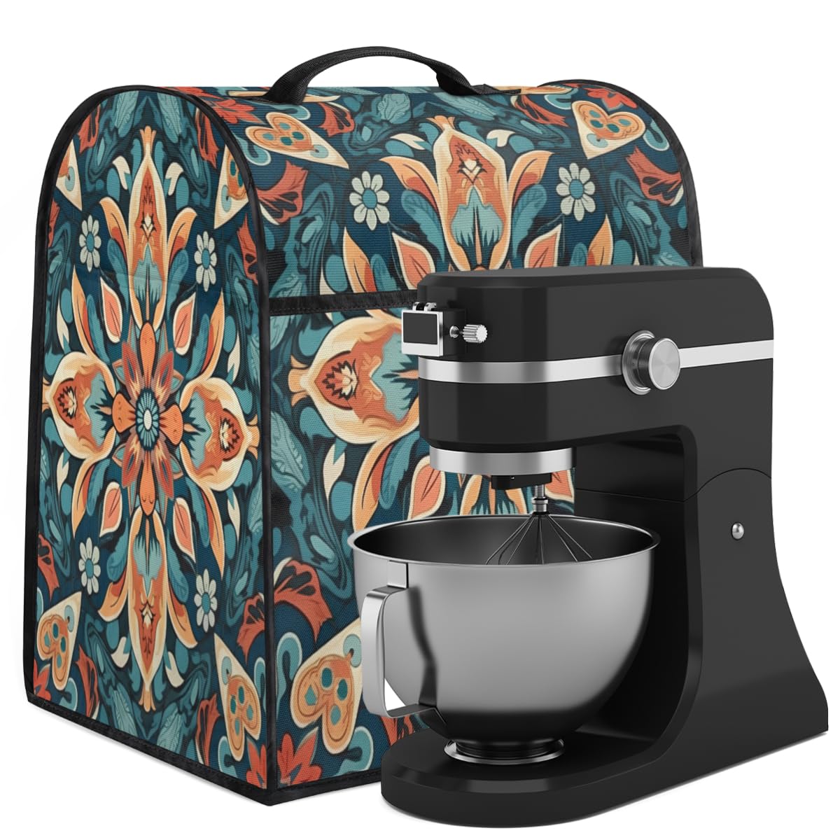 Coffee Maker Cover Mandala Floral Kitchen Appliance Covers Small Appliance Covers Blender Cover Juicer Cover Dust Covers for Kitchen Appliances with Top Handle and Pockets,Washable,B310