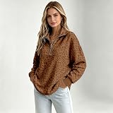 BJUTIR Womens Quarter Zip Pullover Athletic Leopard – Material