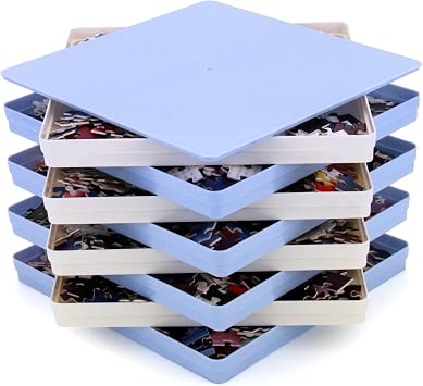 8 Puzzle Sorting Trays with Lid - 8x8 Premiunm Puzzle Trays Gift, Convenient Tool for Blue and White Up to 1500 Pieces