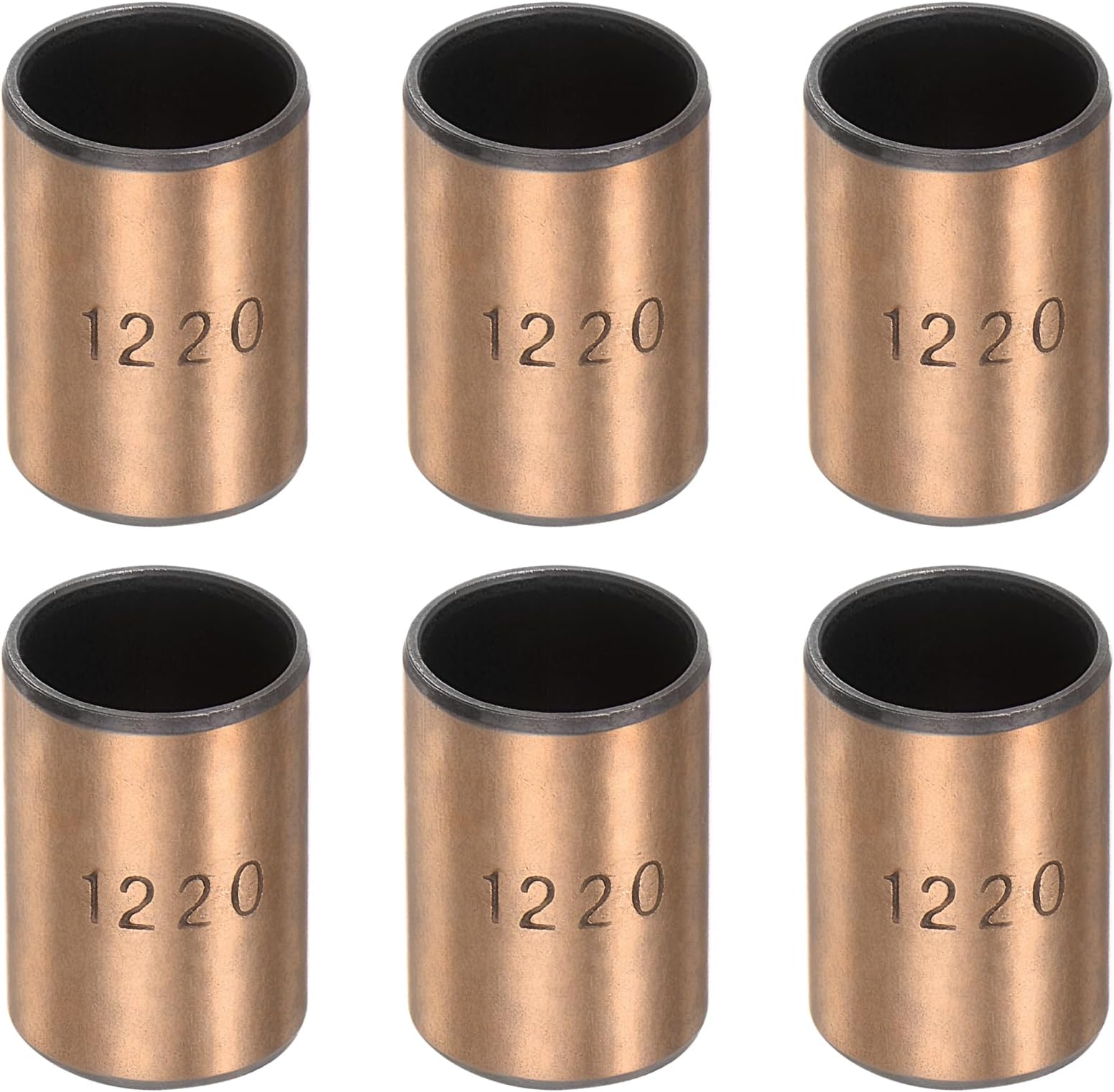 uxcell Sleeve Bearings 12mm Bore x 14mm OD x 20mm Length Plain Bearings Wrapped Oilless Bushings for Sliding Parts of Machinery, 6pcs