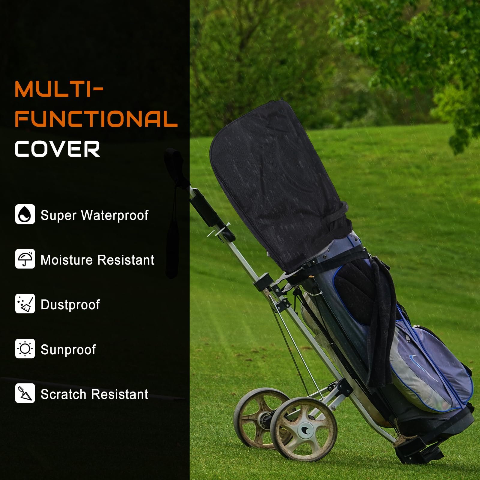RVRAYS Golf Bag Rain Cover, Golf Club Protector, Waterproof Rain and Dust Covers, Easy Access Adjustable Golf Bag Rain Hood Cover,Garage Storage Canvas Rainproof