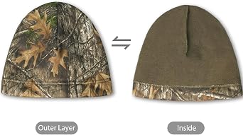 LOOGU Camo Beanie Hat for Hunting, Winter Skull Cap, Mens Cuffed Beanie with Fleece