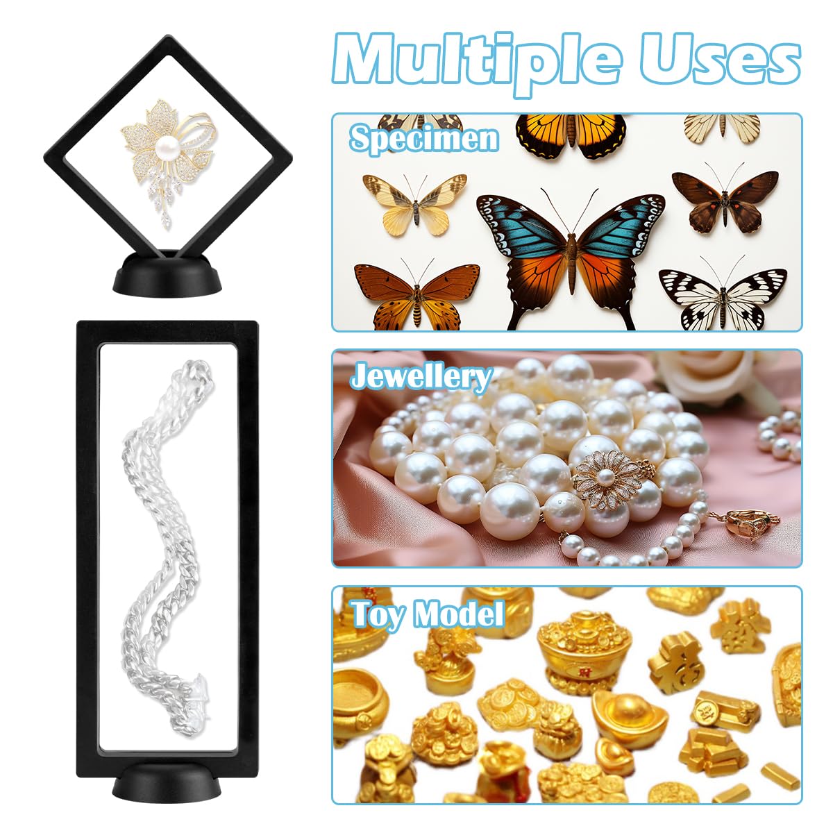 Set De 6 Cadres Flottants 3D Transparents Pour Pièces De Monnaie