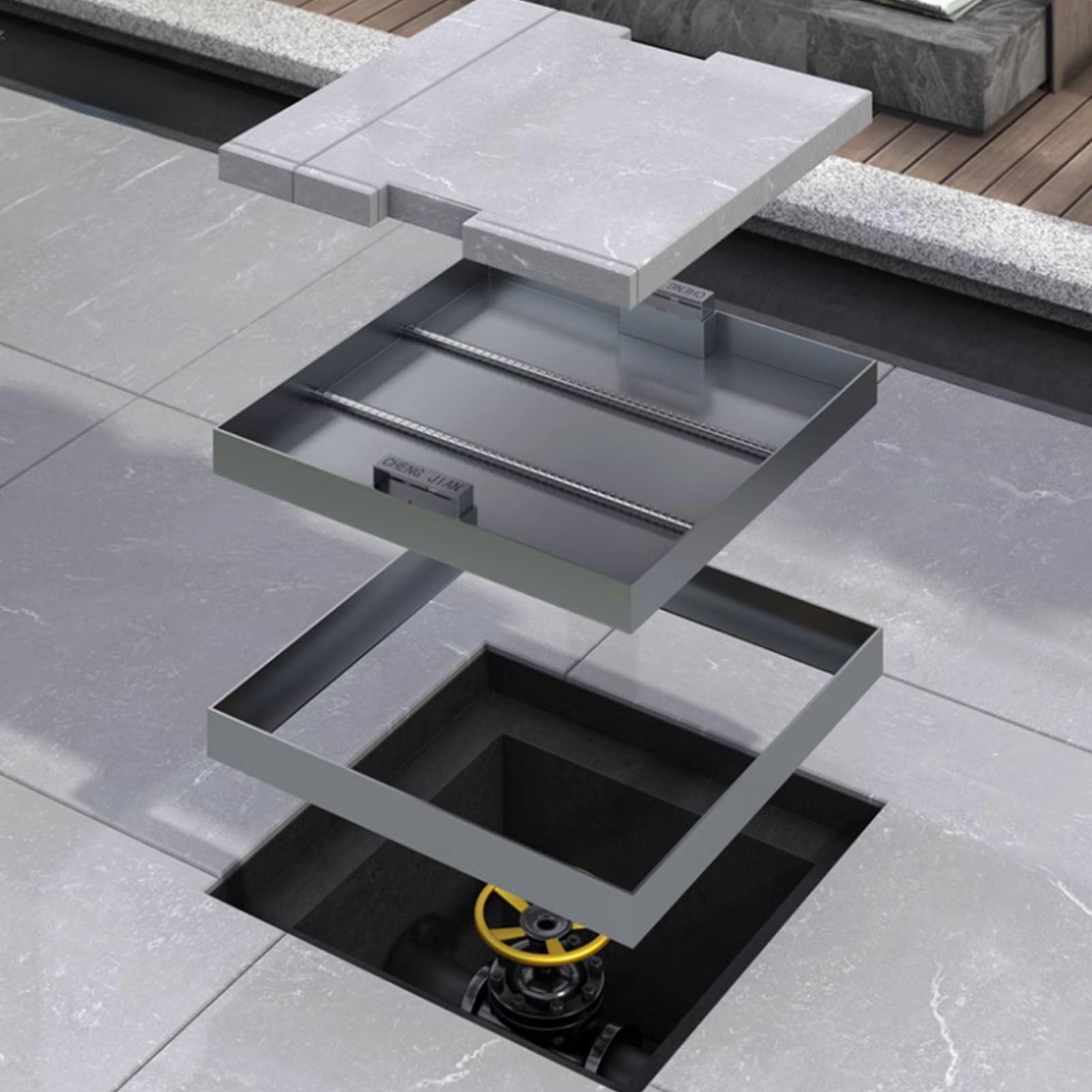 Coperchio per tombino in Acciaio Inox con Telaio, pozzetto di Raccolta acque reflue Resistente con Coperchio di ispezione, Ideale per patii, scantinati e Giardini.