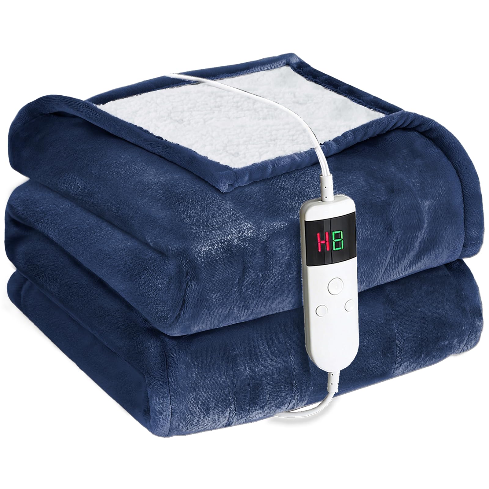 Cushious Electric Heated Blanket Throw 130×160cm, 10 Heat Settings & 8 Hours Auto-Off Timer