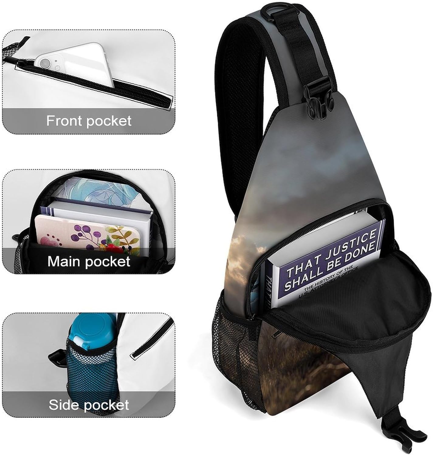 German Shepherd God Men Crossbody Sling Backpack Chest Bag | Travel Fanny Pack,Hiking Daypack,Print Shoulder Bags
