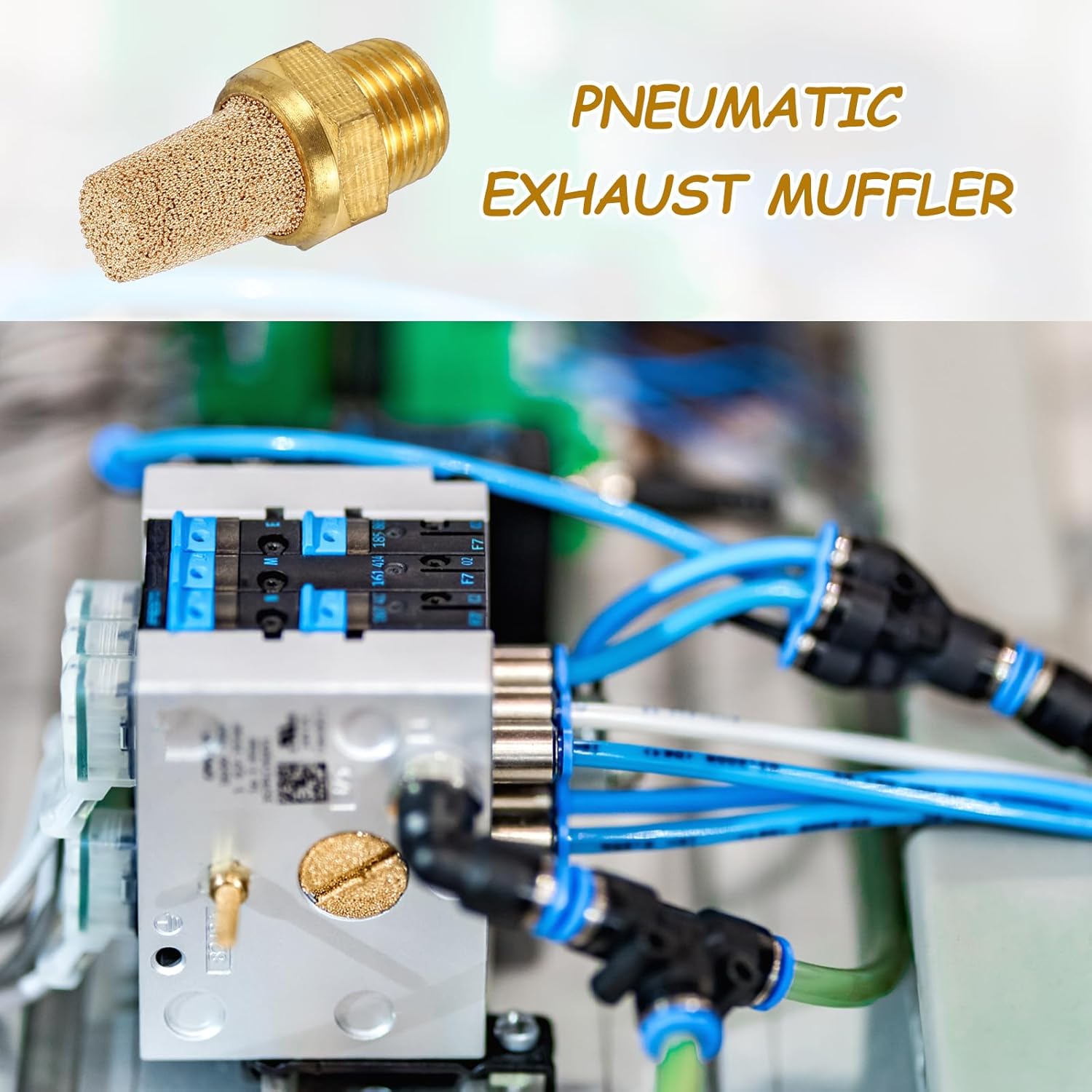 MECCANIXITY 8pcs Male Air Pneumatic Mufflers 1/8" NPT Male Sintered Bronze Muffler Air Line Fittings for Pneumatic Tool and Industrial Machinery