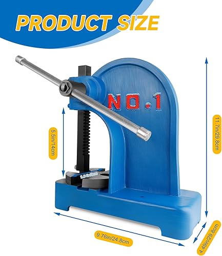 Miniatura 10 de QUARPAL - Prensa de eje de metal de 2 toneladas, prensa manual de hierro fundido, máquina de prensa perforadora resistente (2 toneladas)