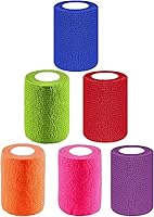 Vista 17 de Paquete de 6 vendajes autoadhesivos de 1 pulgada x 5 yardas, transpirable, cohesivo para mascotas, cinta elástica autoadhesiva para deportes, Negro