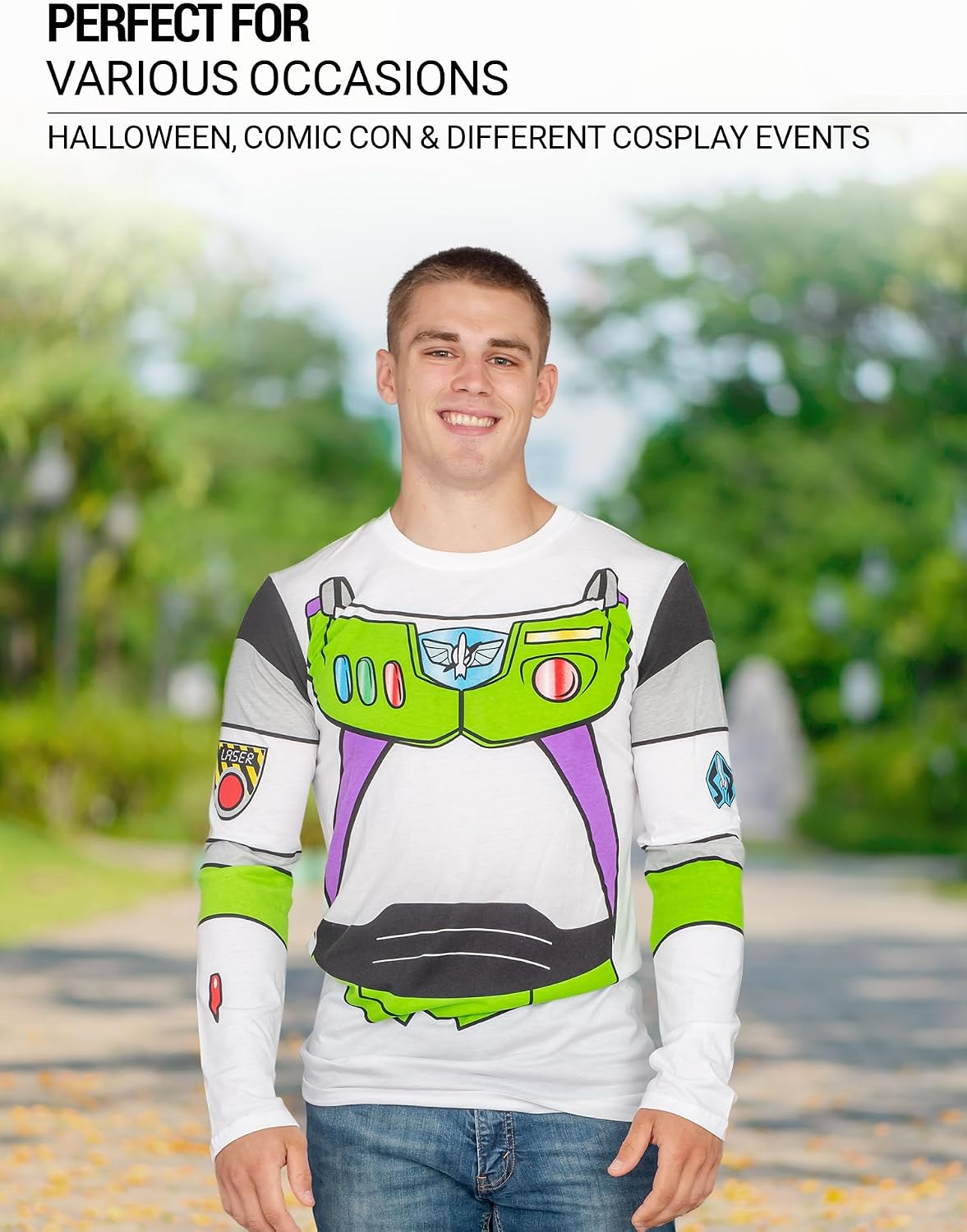 Mad Engine Buzz Lightyear White Long Sleeve T-Shirt for Men’s & Women’s