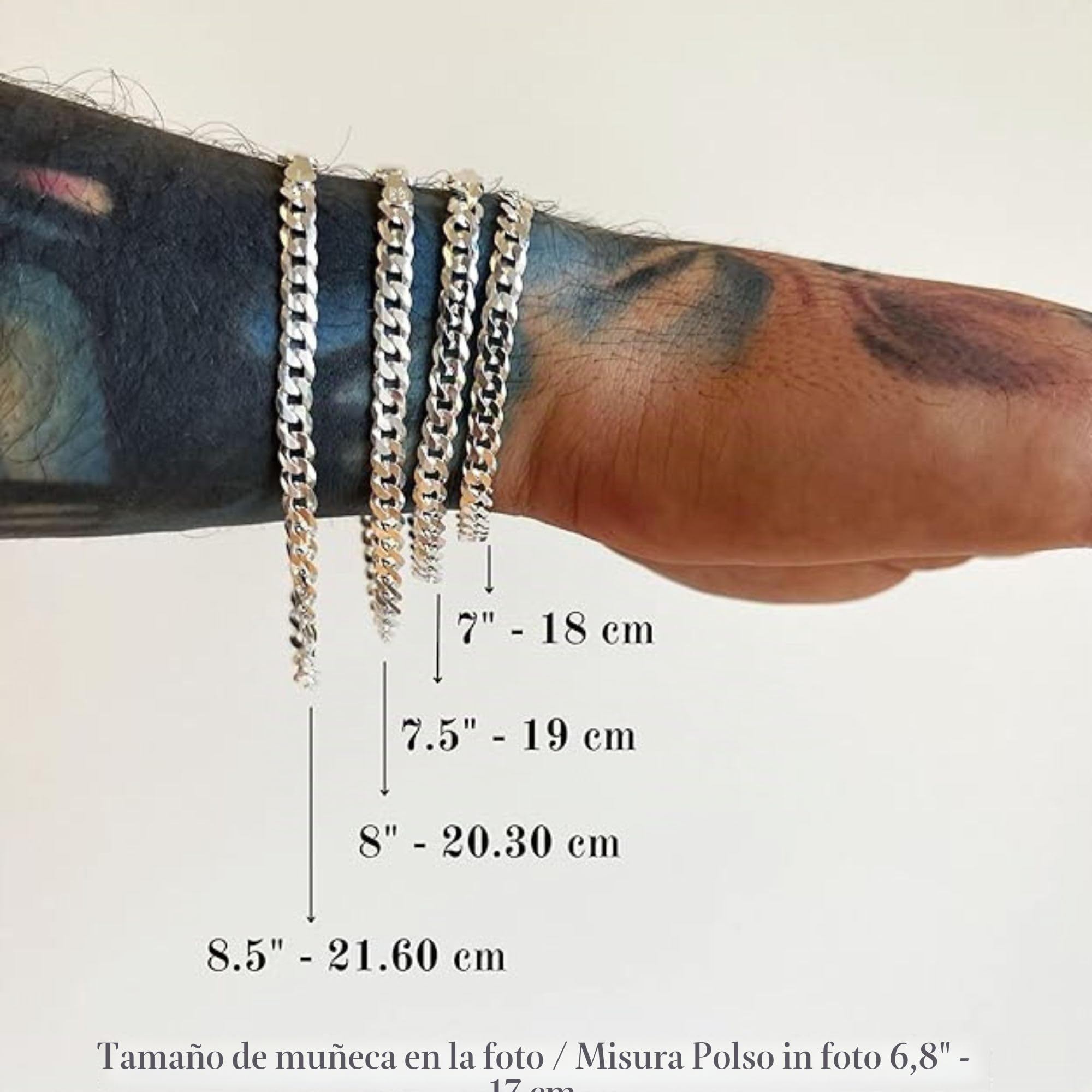 QUADRI - Pulsera Hombre y Mujer Plata 925 - Cadena Cubana - Made in Italy