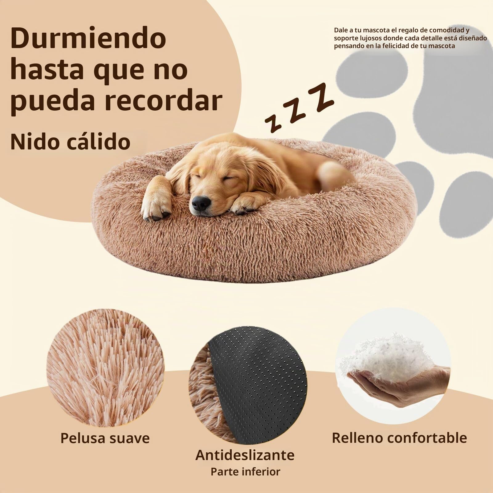GDDO Premium Cama Ortopédica para Perros Grandes y Extragrandes, Donut Suave de Felpa Redonda, Sofá Con Parte Inferior Resistente al Agua, Cesta Lavable (100cm)