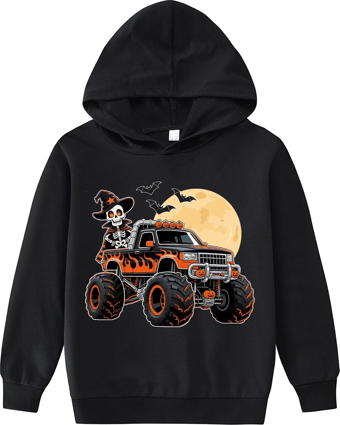 Little Hand Boys Hoodie Halloween Monster Truck Sweatshirt Kids Hooded Tops Pullover Clothes Glow in Dark 4-5T