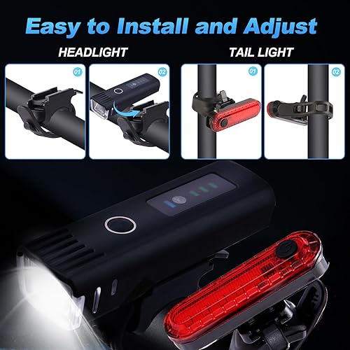 Miniatura 4 de Luces LED para bicicleta de noche, 4 modos de luz, luces de bicicleta, faro delantero y trasero IPX4, luz recargable TypC para bicicleta y scooter