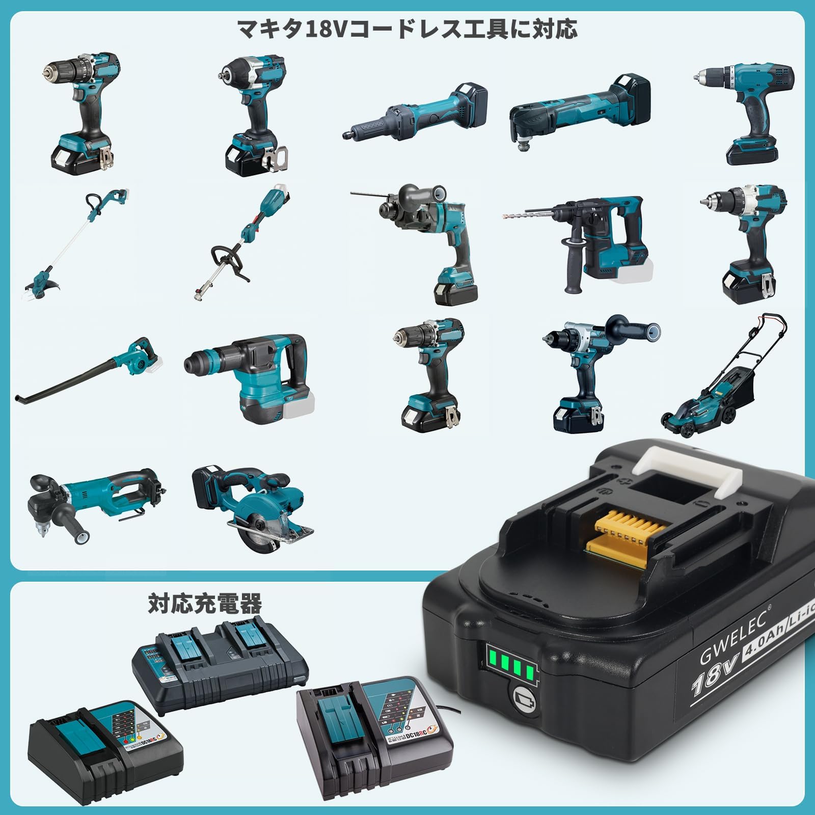 2個セット！GWELEC マキタ 18V バッテリー BL1840B マキタ 互換バッテリー