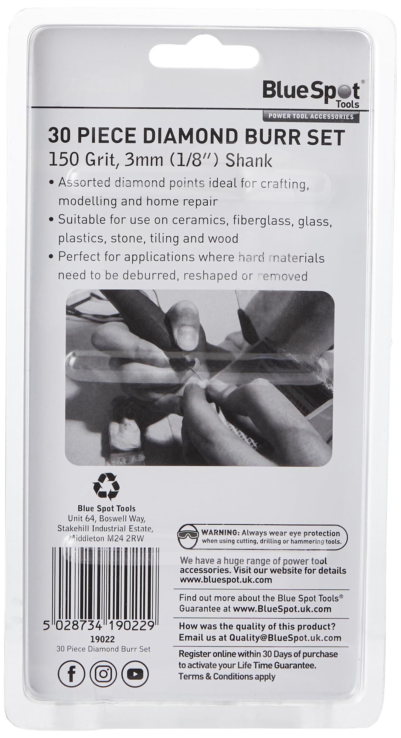 Blue Spot 19022 Diamond Burr Set (30 Pieces)