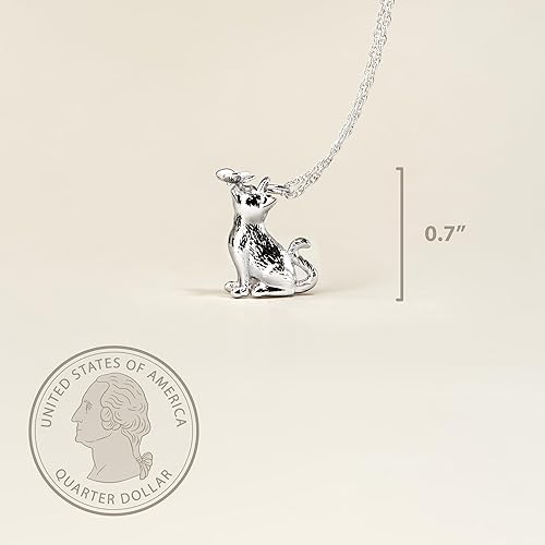 Miniatura 6 de SCAMPER & CO . Collar de plata de ley 925 chapado en rodio para mujer, collar con colgante de raza de perro o gato, cadena de cuerda con cierre