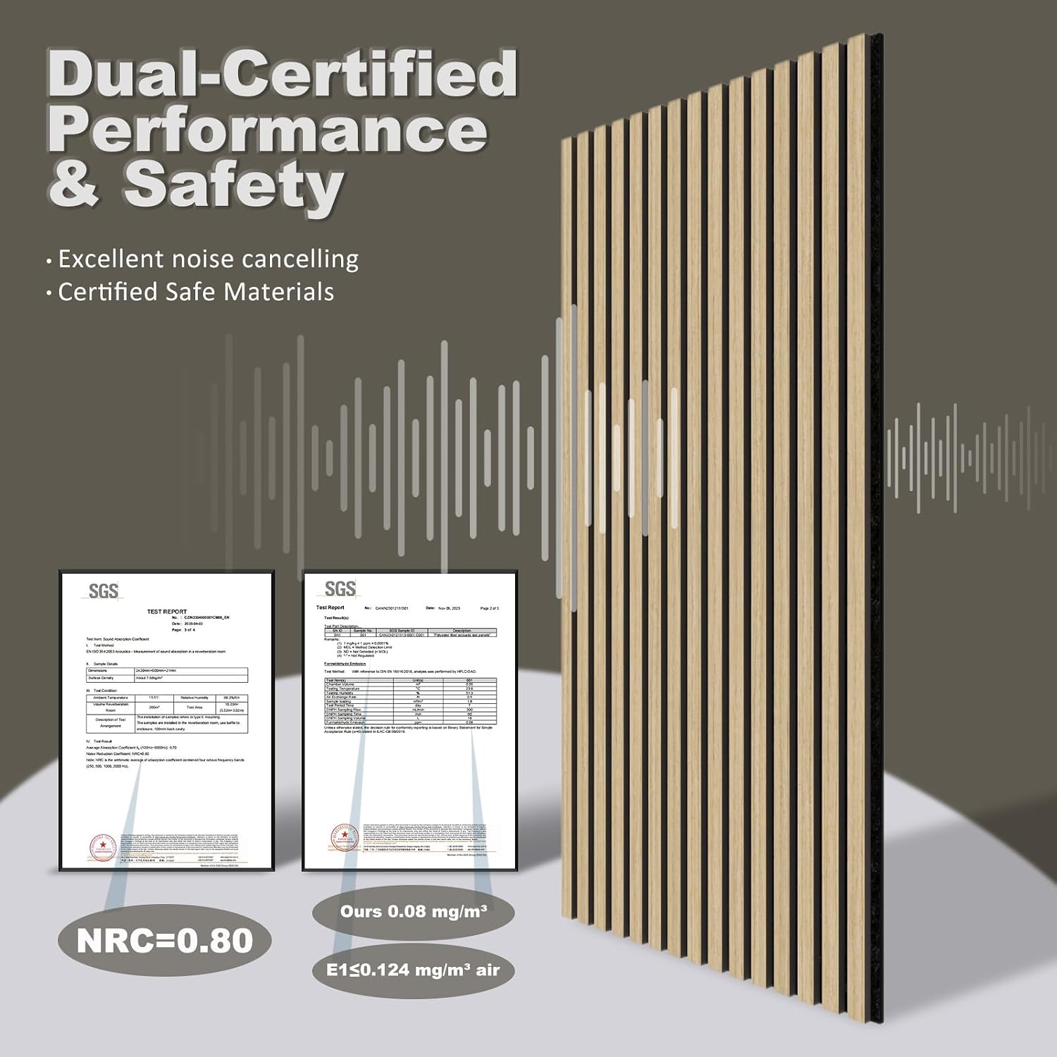 Acoustic Wall Panels, 2 Pack Wood Slat Wall Panel, Soundproof Wall Panels, 3D Textured Wall Decor for Ceiling and Wall, 47.2" x 23.6", in Oak Finish thumbnail