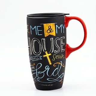 17oz Ceramic Coffee Mug with Handle & Lid, Inspirational Quote | Ceramic Tea Cup, Microwave & Dishwasher Safe Mug for Home Office Use, Easy Cleaning
