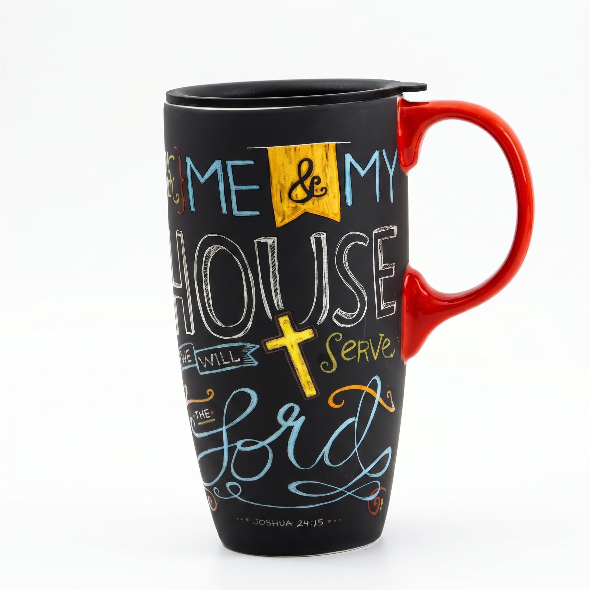 Taza de viaje para porcelana fina con patrón artístico y tapa de 17 oz