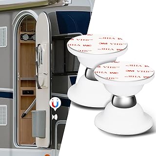 RV Magnetic Door Catch RV Door Holder Baggage Door Catch for Camper, Trailer, Motor Home, Boat Compartments, Cargo, RV Must Have Accessories (White, 2 Pack)