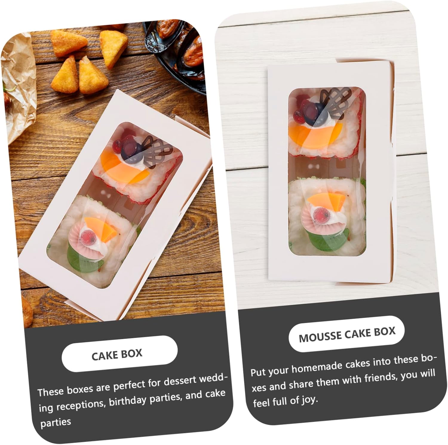 MAGICLULU 15Pcs Cupcake Holders Cake Wrapping Boxes with Window Baking Container for Home Bakery and Special Events for Storing and Displaying Desserts