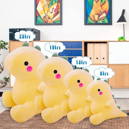 Vista 18 de Lindos juguetes de peluche de dinosaurio gordo, muñecos de peluche suaves, peluches de dinosaurio, lindos regalos de cumpleaños para niños y niñas