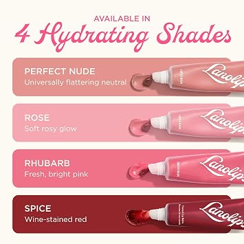 Lanolips Tinted Lip Balm - Moisturizing, Color-Tinted Balm with Lanolin & Vitamin E for Dull, Dry, Cracked Lips, Perfect Nude (12.5g / 0.44oz)
