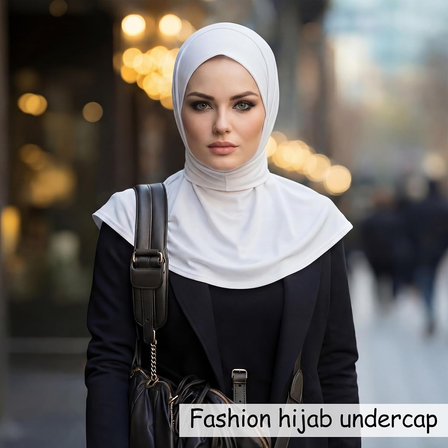 Unittype 2 Pcs Instant Hijab Undercaps Scarf Black White Self Adhesive Full Cover Shawl Cap Islamic Muslim Head Scarf Turban