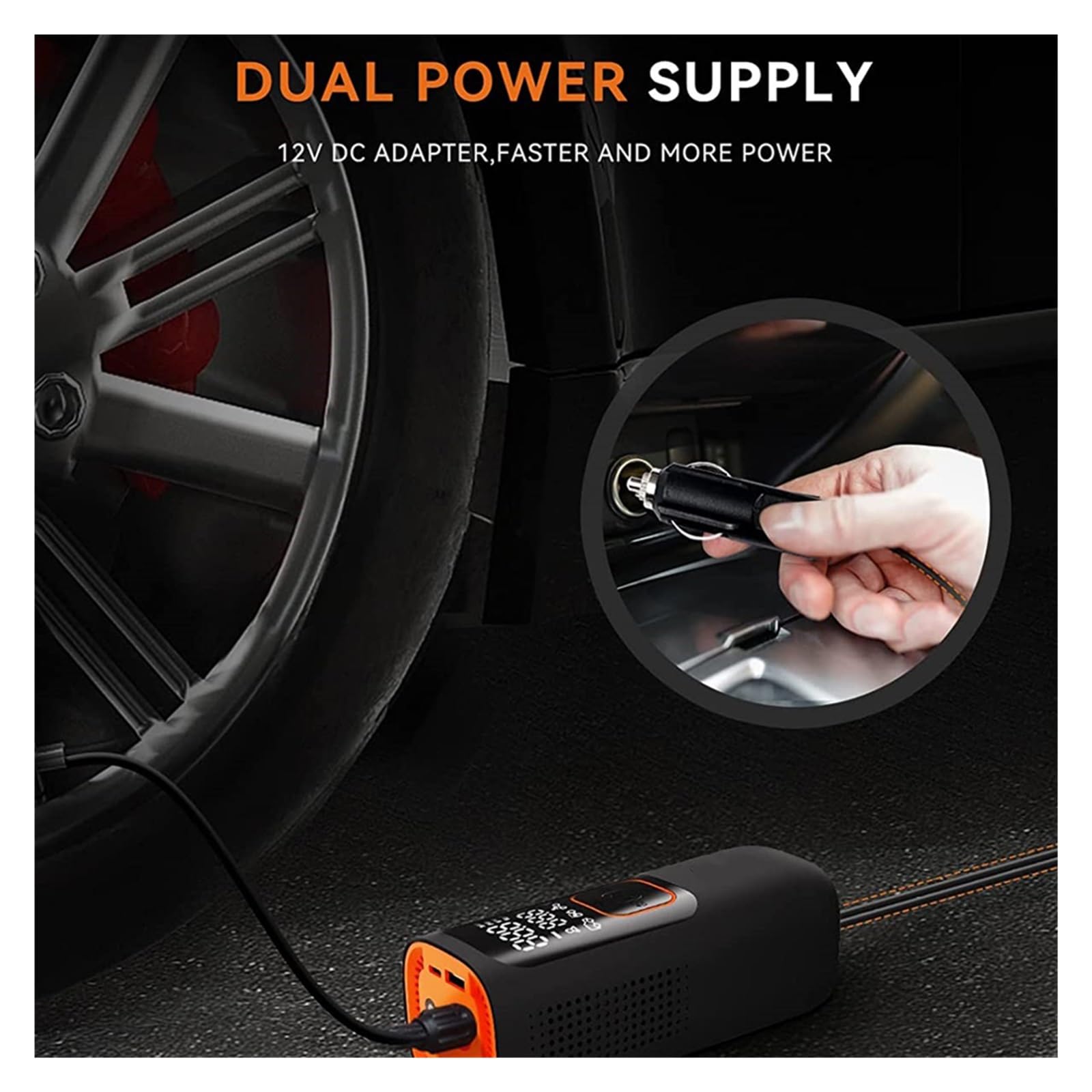 Kompresor Do Opon 30 L/min, 12 V, Bezprzewodowy Samochodowy, 160 PSI, Cyfrowa Pompka Samochodowa, Pompowania Szybki Użyciu