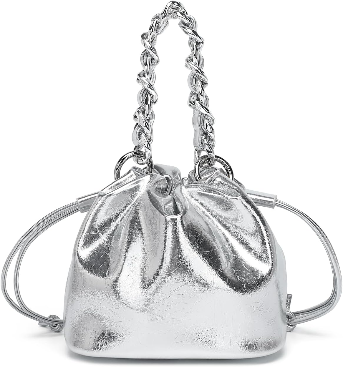 YONBEN PU Drawstring Bucket Bag Handbag with Crossbody Design for Women Elegant Bucket Bag