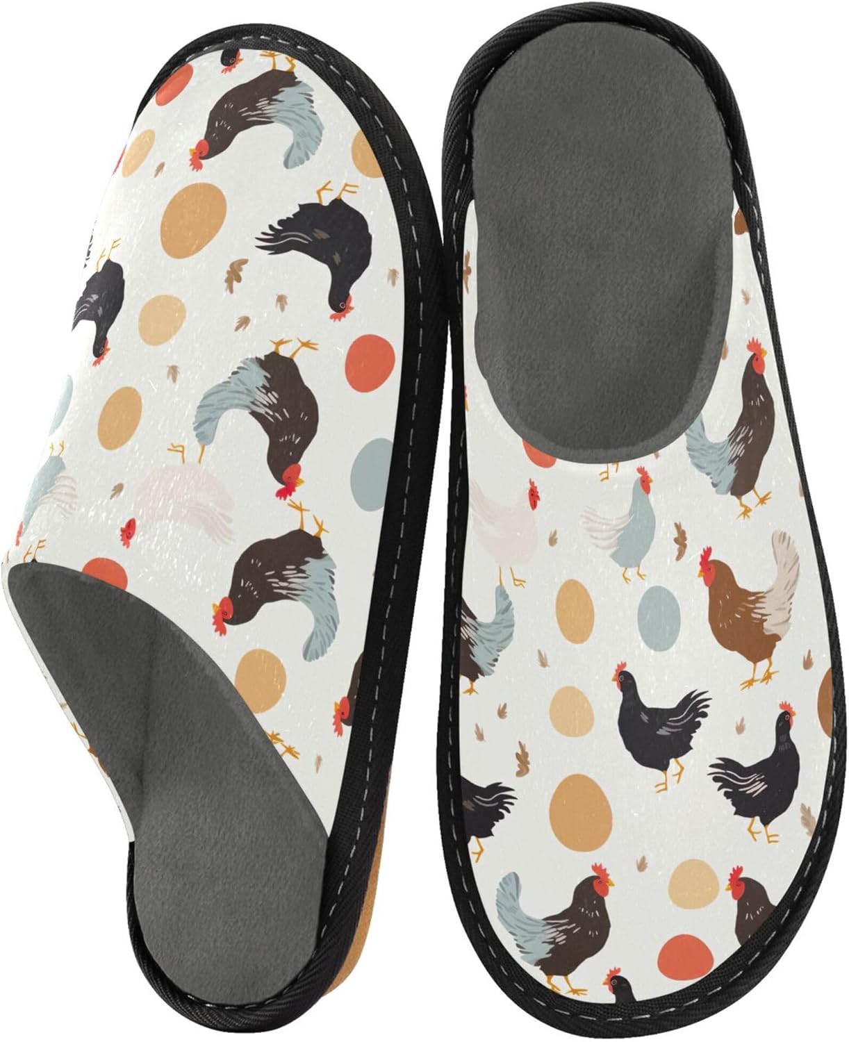 Rooster Hens House Slippers – Cozy Fuzzy Slippers for Guests, Washable & Disposable, Perfect for Shoeless Home, Spa & Hotel Use A111935