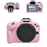 EOS R100 Camera Case Accessories Kit - Silicone Protective Case for Canon eos R100[Pink] & LCD Screen Protector for Canon R100[2 Packs] & Camera Hot Shoe Cover for R100
