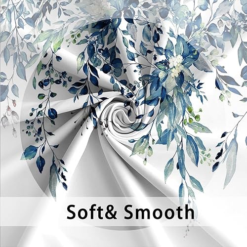 Miniatura 4 de Cortina de ventana de ducha, cortina de ventana de baño pequeña de eucalipto azul acuarela impermeable con ganchos, 40 x 36 pulgadas