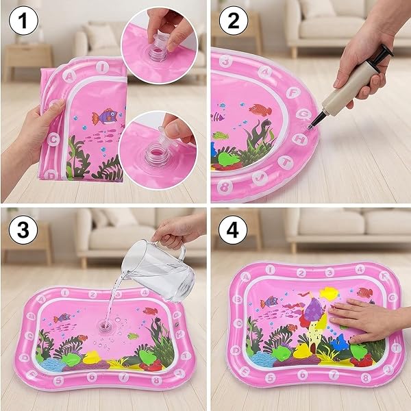 Baby Water Mat, Tummy Time Water Mat for Babies, Infant Developmental Activity Centre, Sensory Water Play Mat, Portable Travel Toy for Newborns to Three Years, 60 x 45 cm - 4