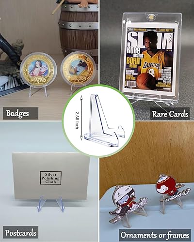 Miniatura 7 de Paquete de 14 soportes para tarjetas comerciales, caballete de acrílico transparente, soporte de exhibición de monedas de 2.68 pulgadas para