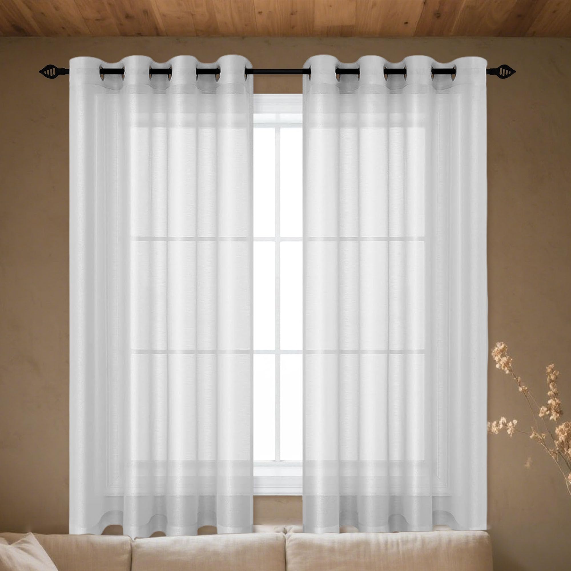 Rideaux voilages pour chambre d'enfant et salon moderne gris clair 430x195 cm