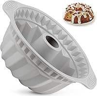 Vista 14 de Kenond Moldes para Pasteles de Silicona de 9.5 Pulgadas, Molde para Pastel Acanalado Antiadherente con Mango Resistente, Moldes para Hornear