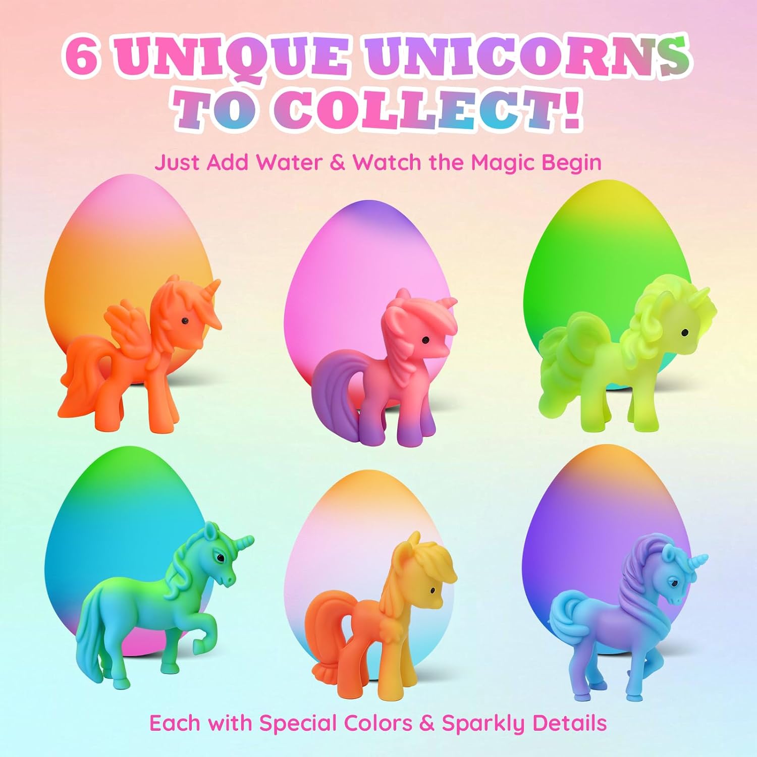 Unicorn Hatching Surprise Eggs for Kids - 6 Pack Easter Basket Stuffers, Easter Egg Toddler Birthday Gifts for Boys & Girls Age 3 4 5 6 7 8 Years Old
