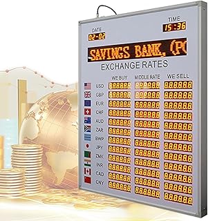 12 Countries Exchange Rate Display, World Foreign Exchange Price Screen Board, Buy/Middle Rate/Sell, Automatic Update Time, for Banks, Financial Company