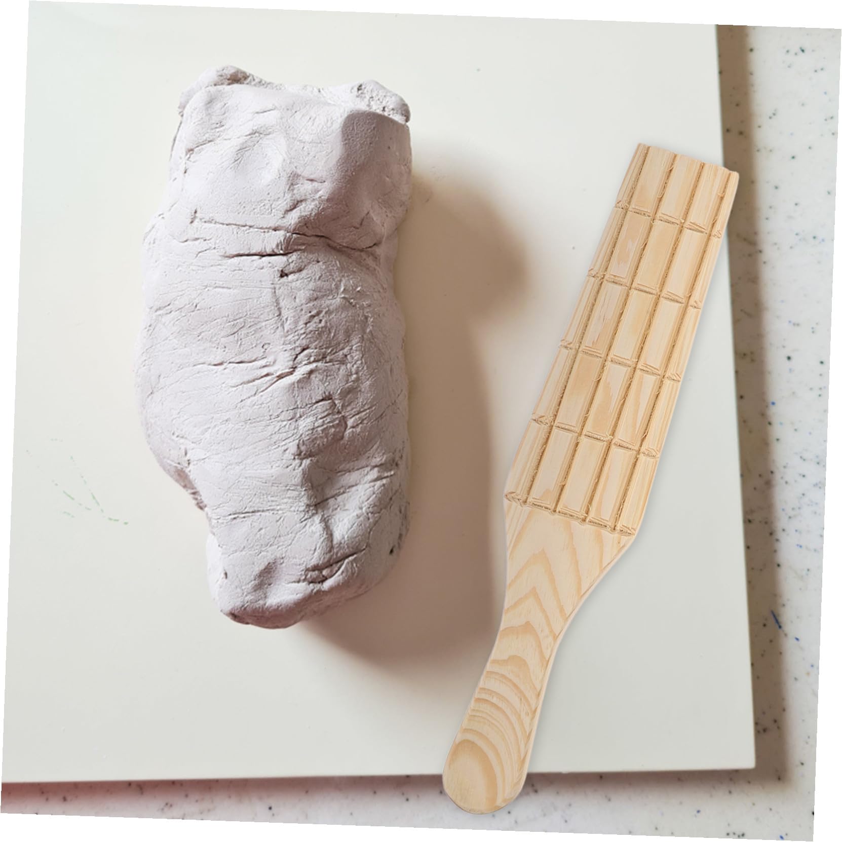 3stücke Holzmodellierwerkzeug Keramik und Professionelles Töpferwerkzeug mit Unbehandelten Holzspatel Tonformer und Holz-töpferbrett für DIY-kunstprojekte und Bildhauerei