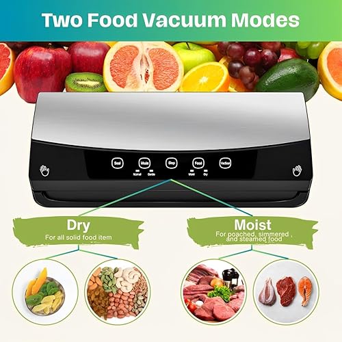 Miniatura 3 de Sellador al vacío de cocina para ahorrar alimentos, máquina selladora al vacío de alimentos secos y húmedos con rollos de bolsas de sellado,