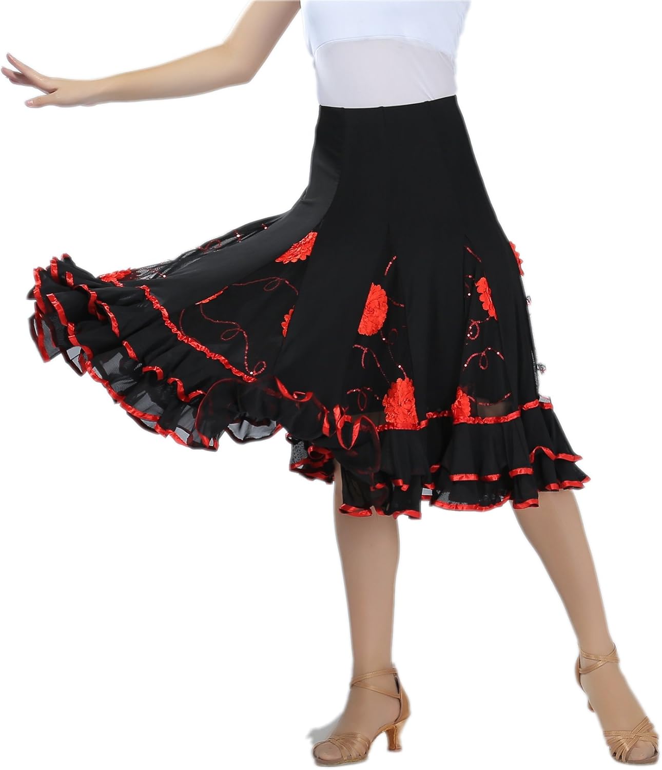 CISMARK Elegant Ballroom Dancing Latin Dance Party Long Swing Skirt