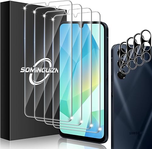 Miniatura 18 de Paquete de 4+4 protectores de pantalla para Samsung Galaxy A14 5G y protector de lente de cámara de teléfono 9H, protector de vidrio templado