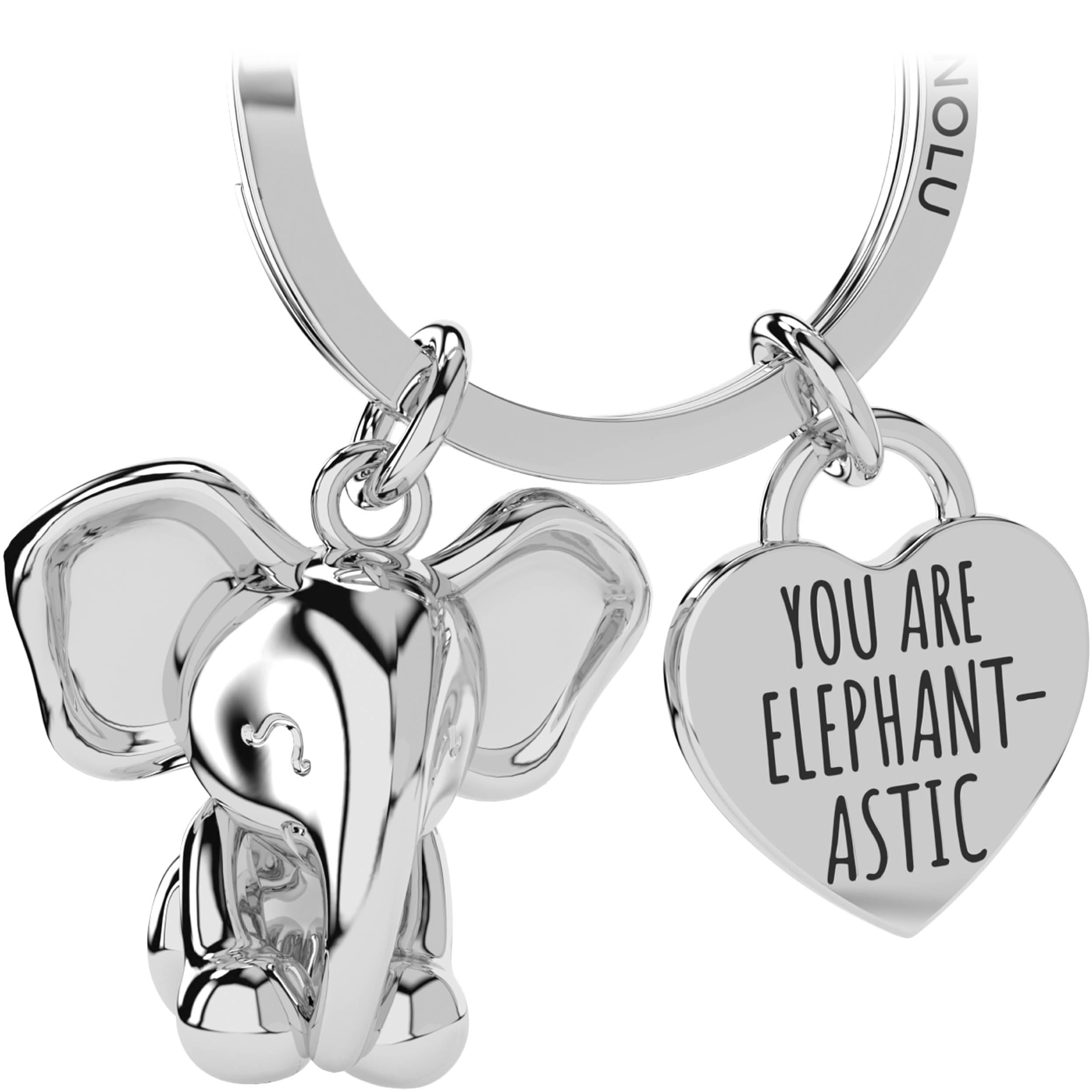 Lanolu Women's Elephant Silver Elephant Keychain, Lucky Charm Keychain For Partner And Best Friend, Metal Couple Gift For Friend, Metal Figurine